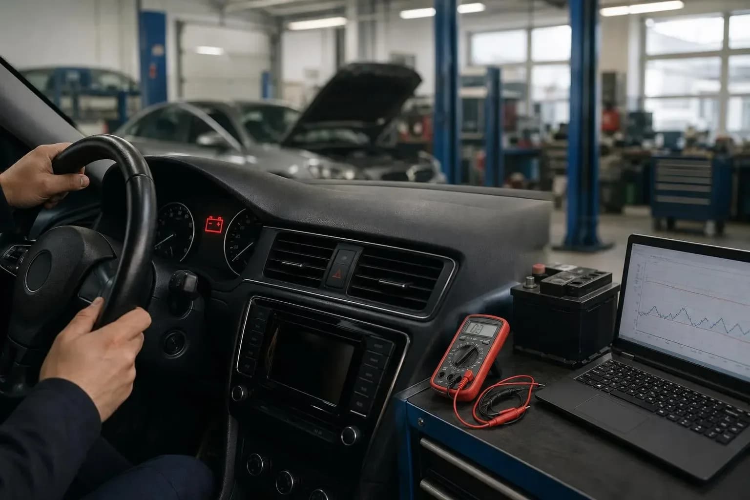 Battery warning light while driving